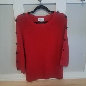Liz Claiborne Red Button-Sleeve Tunic Sweater – Size Small